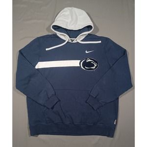 Penn State Nittany Lions Hoodie Mens L Blue White Pullover Nike